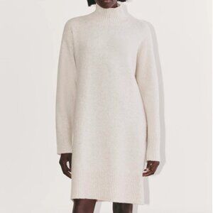 Everlane The Sweater Dress in Plush Cotton XS Heathered Oat